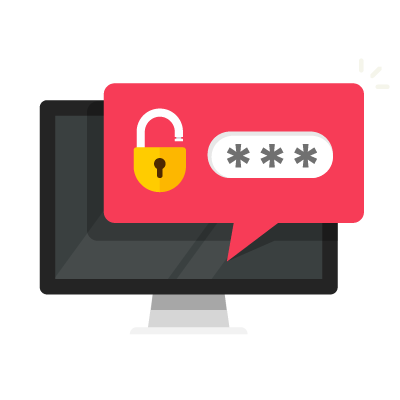 pop-up malicioso falando sobre conteúdo de cibersegurança e mostrando cadeado como senha