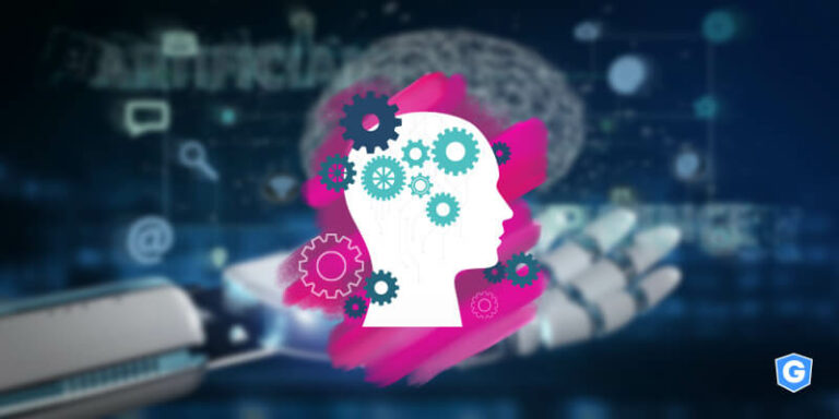 Engrenagens na cabeça e robô controlando inteligência via regressão logística.