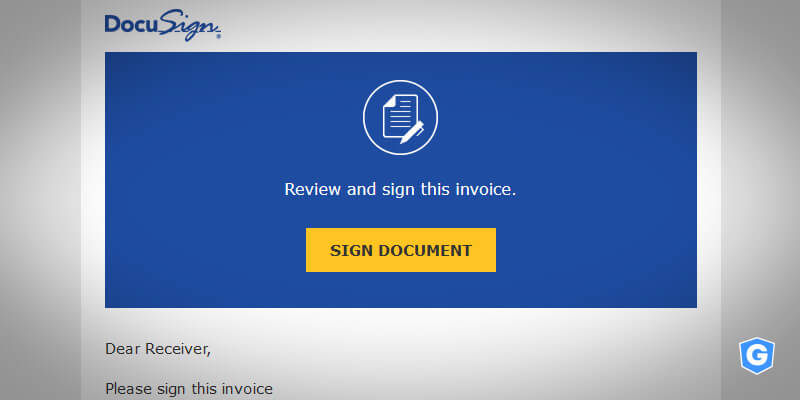 E-mail falso usa DocuSign para phishing