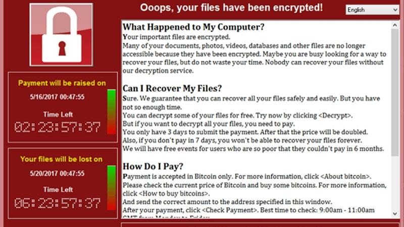 Real message's ransomware attack shows blocking and instructions for payment and unlocking