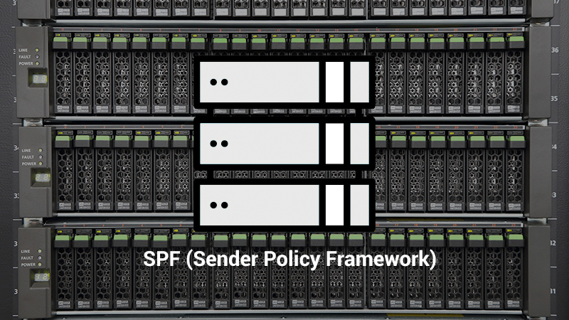 Background of computer servers with SPF ahead