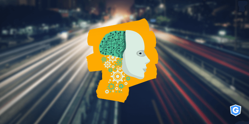 Human head with gears from machine learning on the traffic