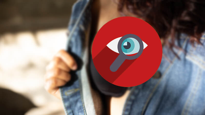 Girl showing bra in a photo used in sextortion scam