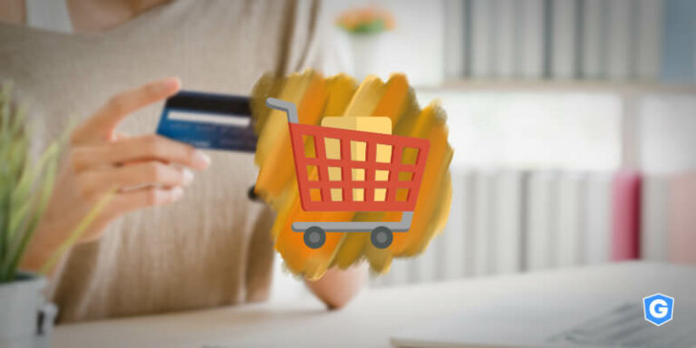 Carrinho de compras levando proteção para dados de cartão de crédito.