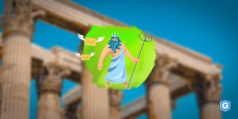 Deus grego recebendo os mitos da segurança de e-mail
