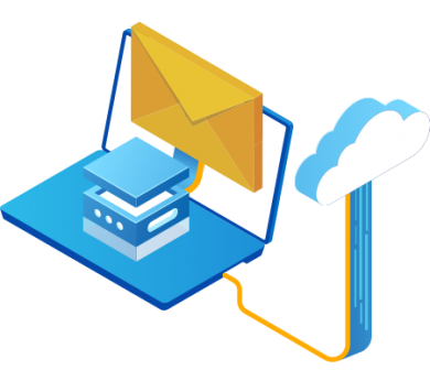 Computer email server connected on cloud with Gatefy Email Security.